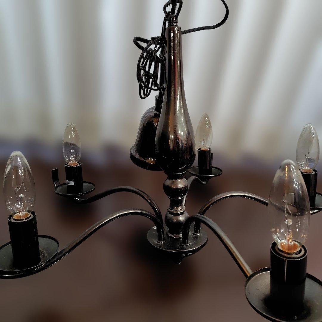 Francfranc フランフラン シンプル 5灯 シャンデリア 黒 メタル - メルカリ