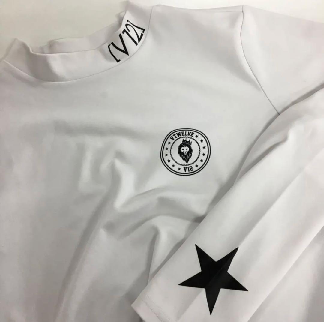 ホワイト 長袖シャツ 星デザイン　Mサイズ