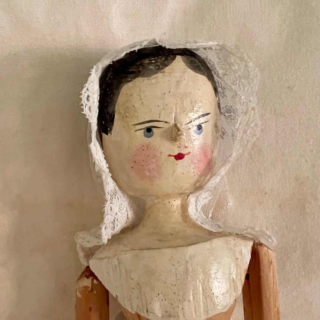 ペグドール　白い装い　オランダorドイツ製　アンティーク