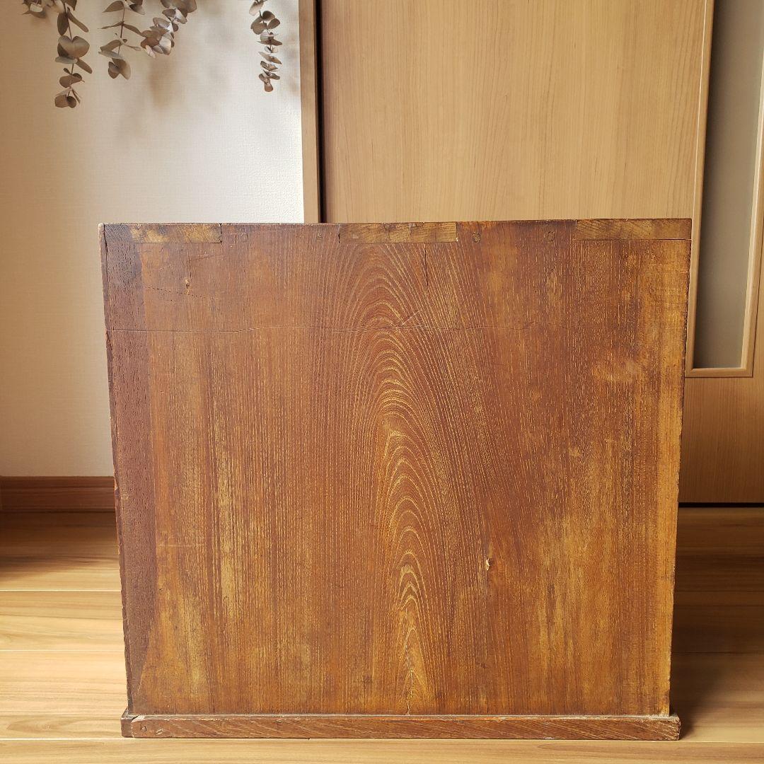 古い木製の引出し　アンティーク　木製　チェスト　古銅　ドロワー　欅　無垢　古家具