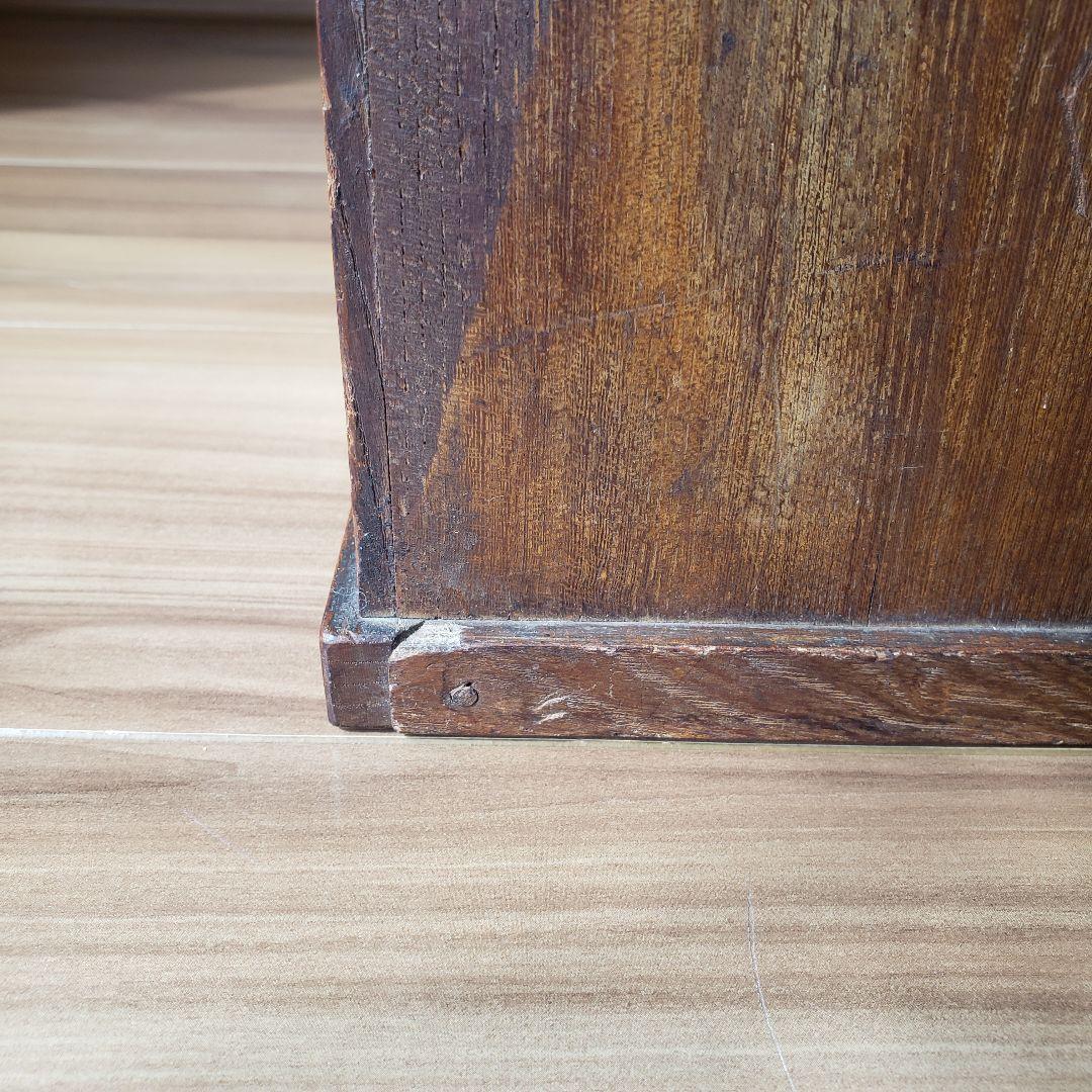 古い木製の引出し　アンティーク　木製　チェスト　古銅　ドロワー　欅　無垢　古家具