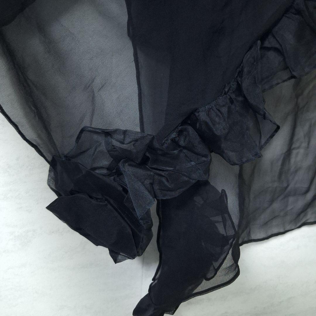 マックスマーラ 立体 花柄 デザイン ショール シアー ストール 黒