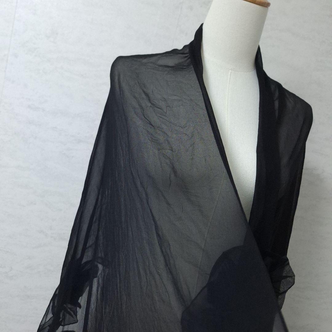 マックスマーラ 立体 花柄 デザイン ショール シアー ストール 黒