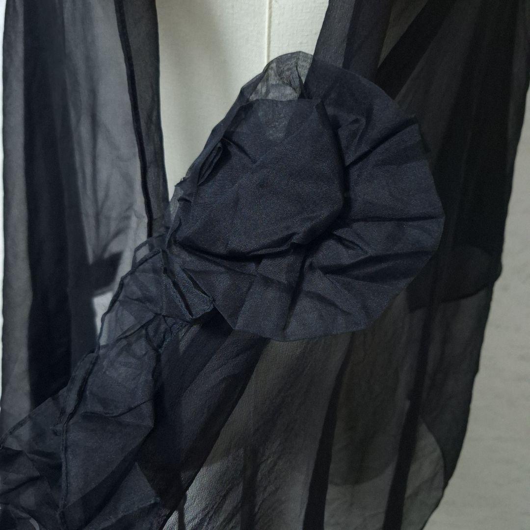 マックスマーラ 立体 花柄 デザイン ショール シアー ストール 黒