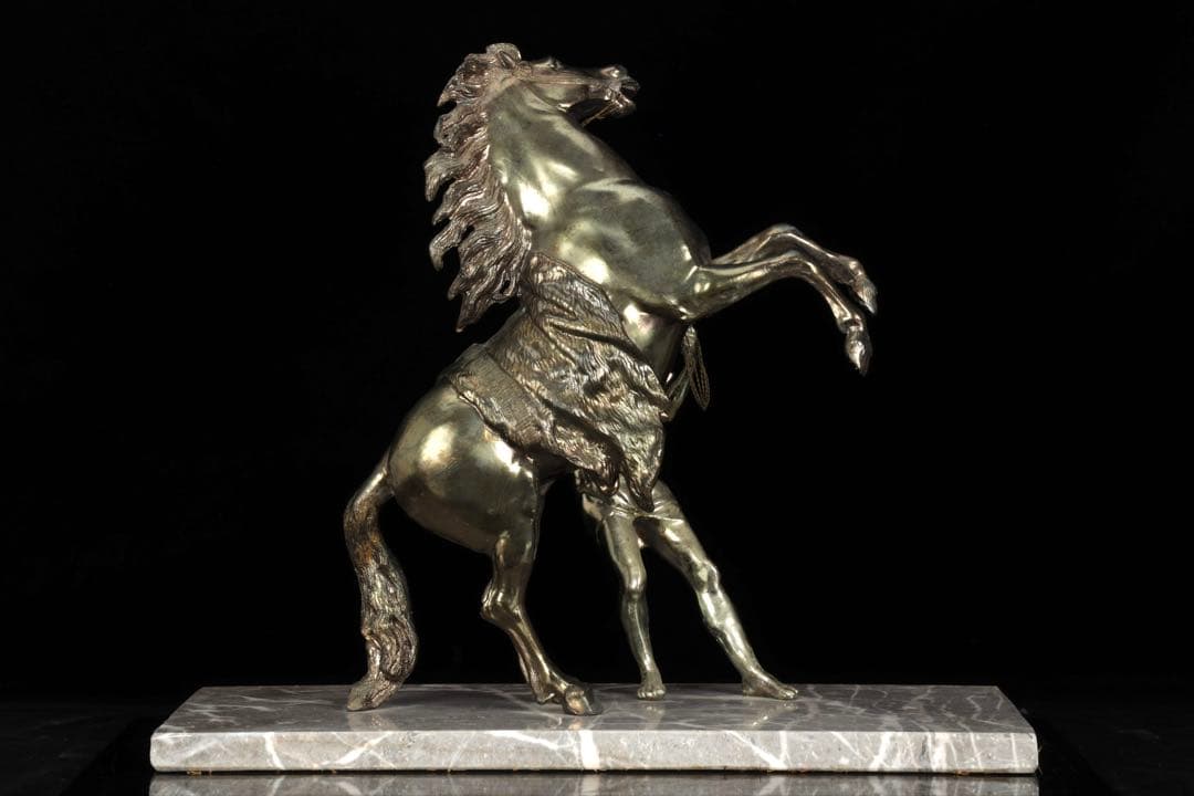 【西洋刻美術】フランス作家 金属彫刻像 『Marly horse マルリーの馬』