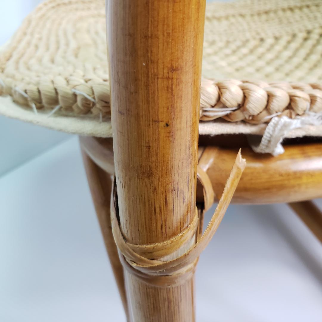ラタン　座椅子　レトロ　木製ビーズ付き　希少
