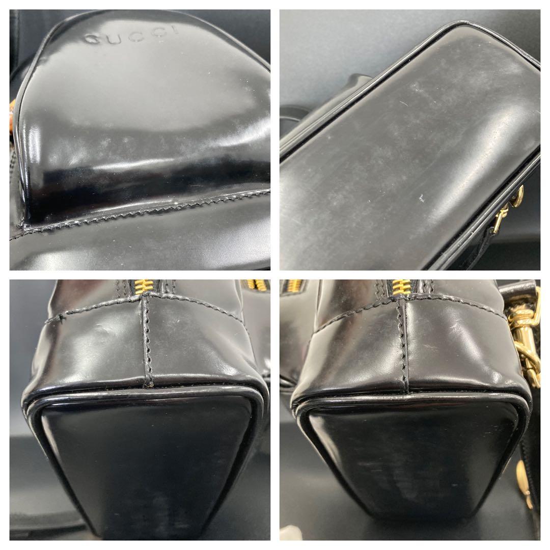 値下げ！GUCCI グッチ バンブー　ワンショルダー　バッグ エナメル　ブラック