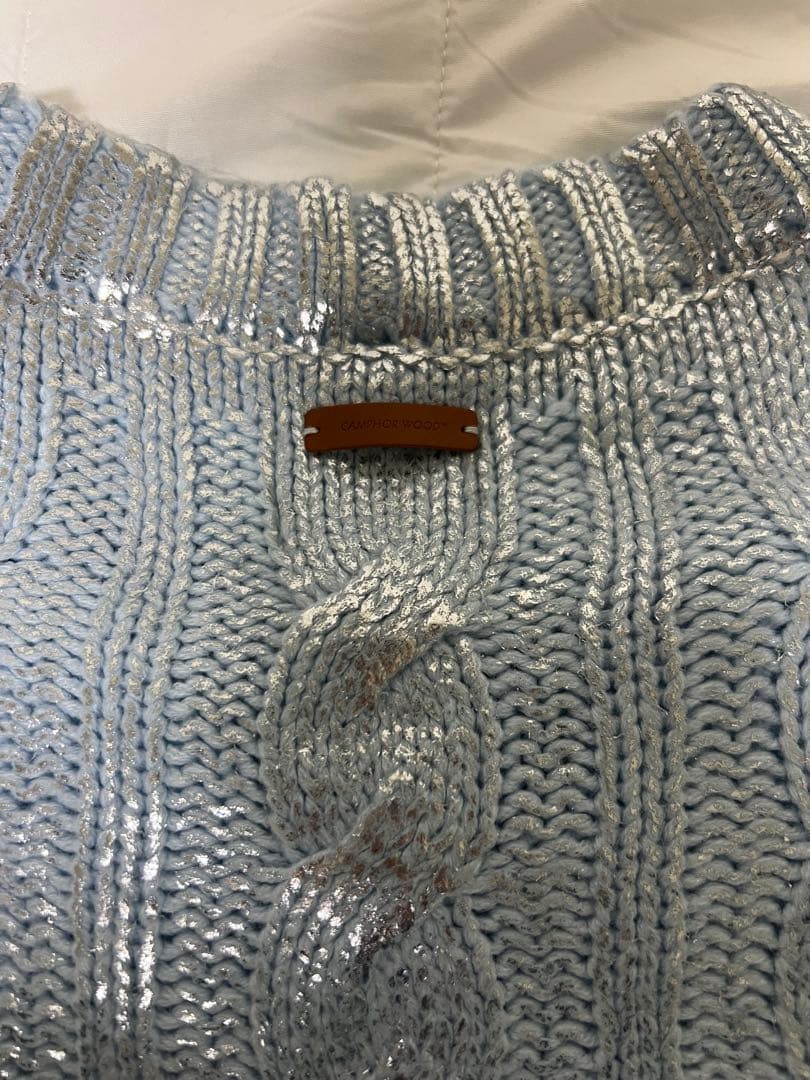 CAMPHOR WOOD ライトブルー ケーブルニット L