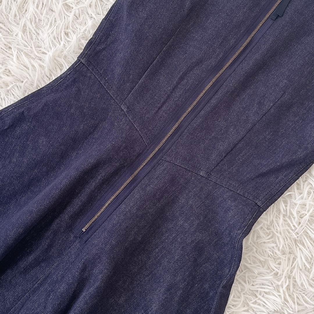 極美品✨フォクシーニューヨーク デニムワンピース タック ロゴプレート付き 38