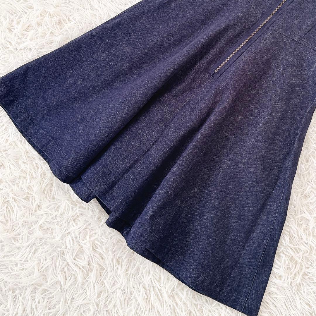 極美品✨フォクシーニューヨーク デニムワンピース タック ロゴプレート付き 38