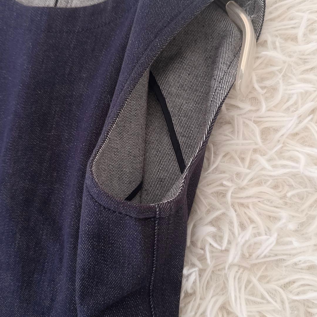 極美品✨フォクシーニューヨーク デニムワンピース タック ロゴプレート付き 38