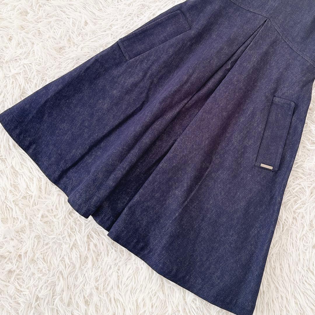 極美品✨フォクシーニューヨーク デニムワンピース タック ロゴプレート付き 38