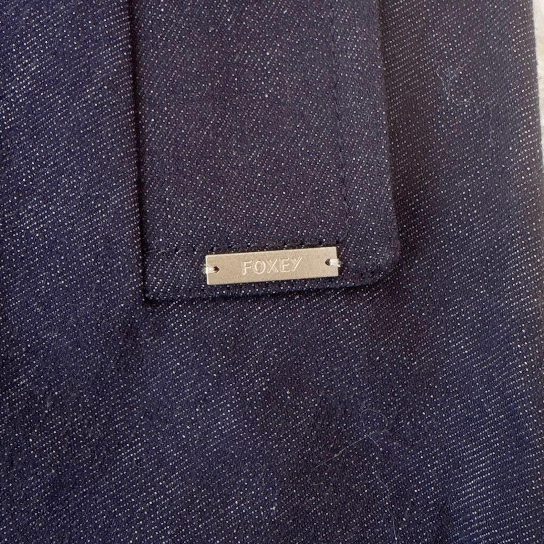 極美品✨フォクシーニューヨーク デニムワンピース タック ロゴプレート付き 38