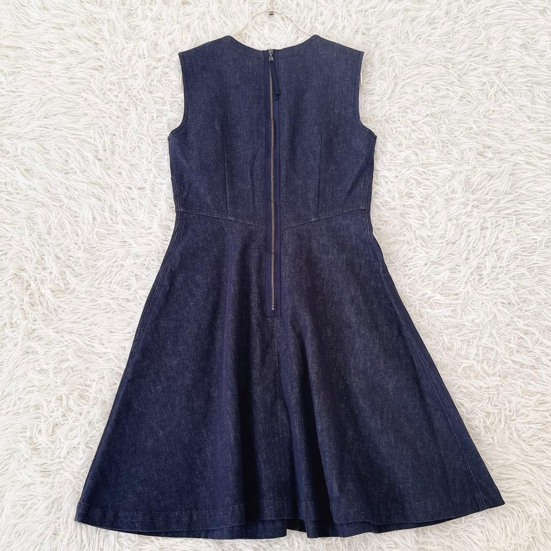 極美品✨フォクシーニューヨーク デニムワンピース タック ロゴプレート付き 38
