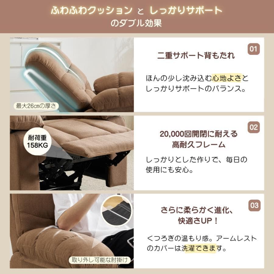 電動ソファ リクライニングソファ 1人掛け USB付き1447-220