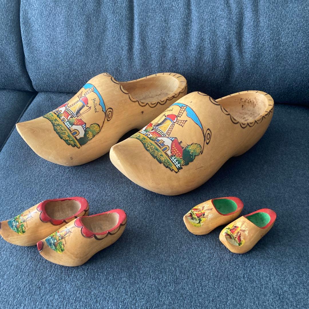 オランダ 大きな木靴1点と小さな木靴2点 インテリア - メルカリ