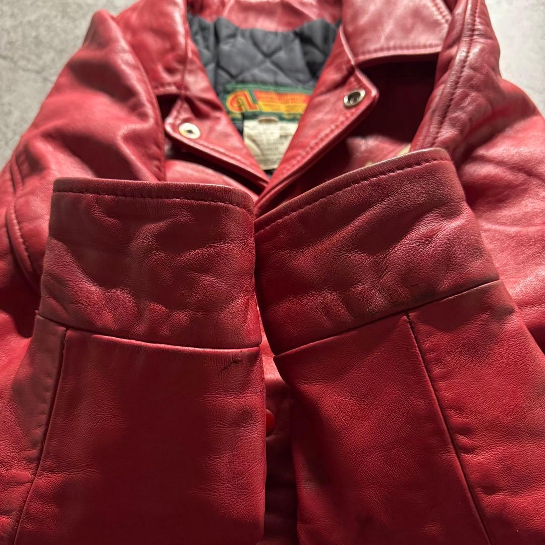 【80s vintage】スタジャン　S 本革　ロゴ　カナダ製　裏地キルティング