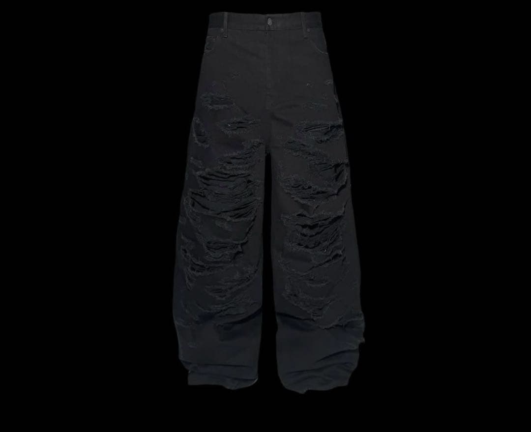 emostanceclub destroyed baggy wide jeans
