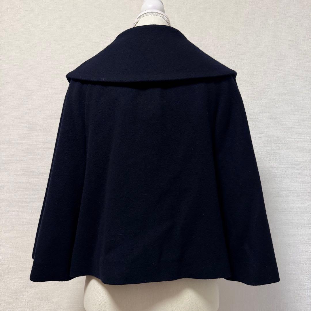 Jane Marple ケープ ポンチョ コート リボン ネイビー 日本製 M