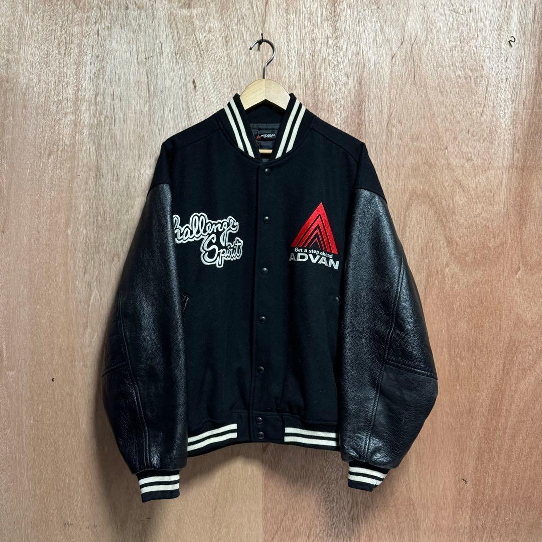 希少【ADVAN アドバン】vintage ロゴ 刺繍/袖レザー/スタジャン - メルカリ