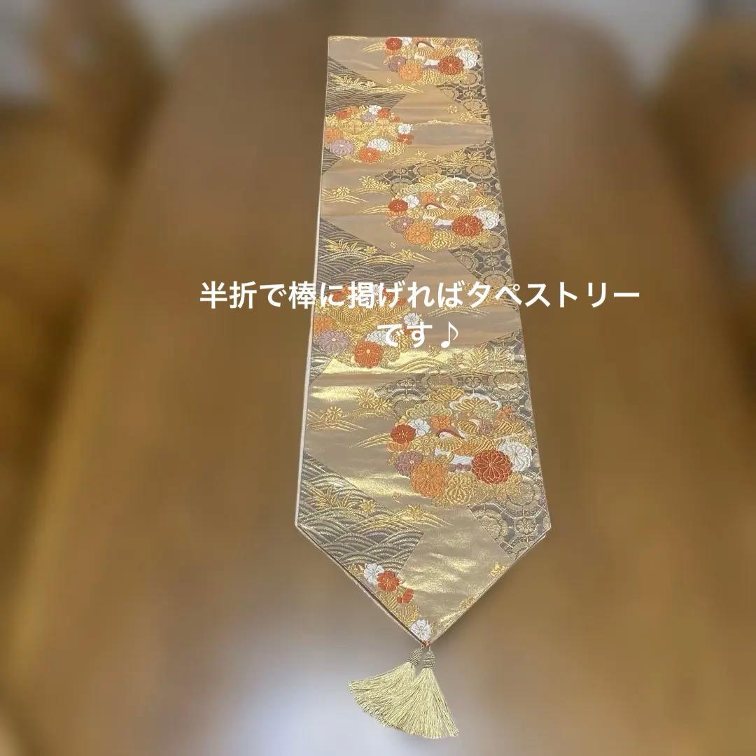 table runner 金彩唐織花丸 帯リメイク 正絹 - メルカリ