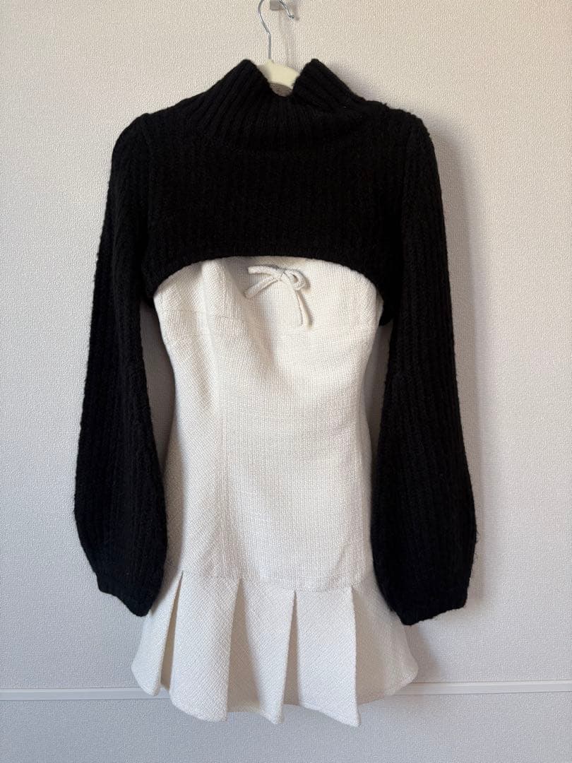 andmary Twiggy tweed mini dress White - メルカリ