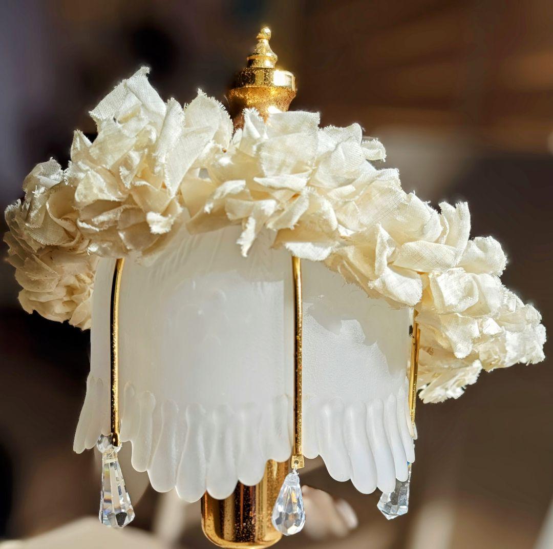 フランスアンティーク✨️布花冠・テーブルランプ 2点セット