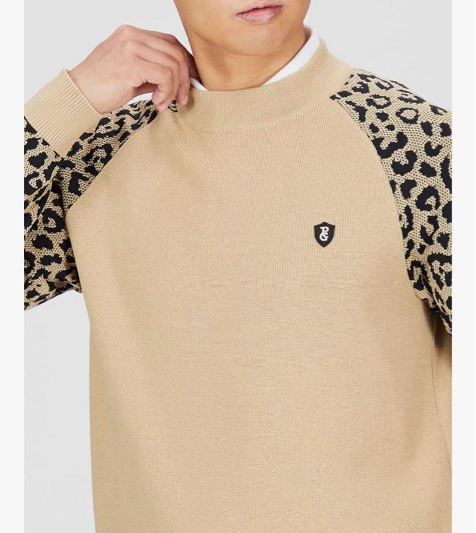 パーリーゲイツ　メンズ　サイズ4 レオパード柄　長ニット　セーター　ハイネック