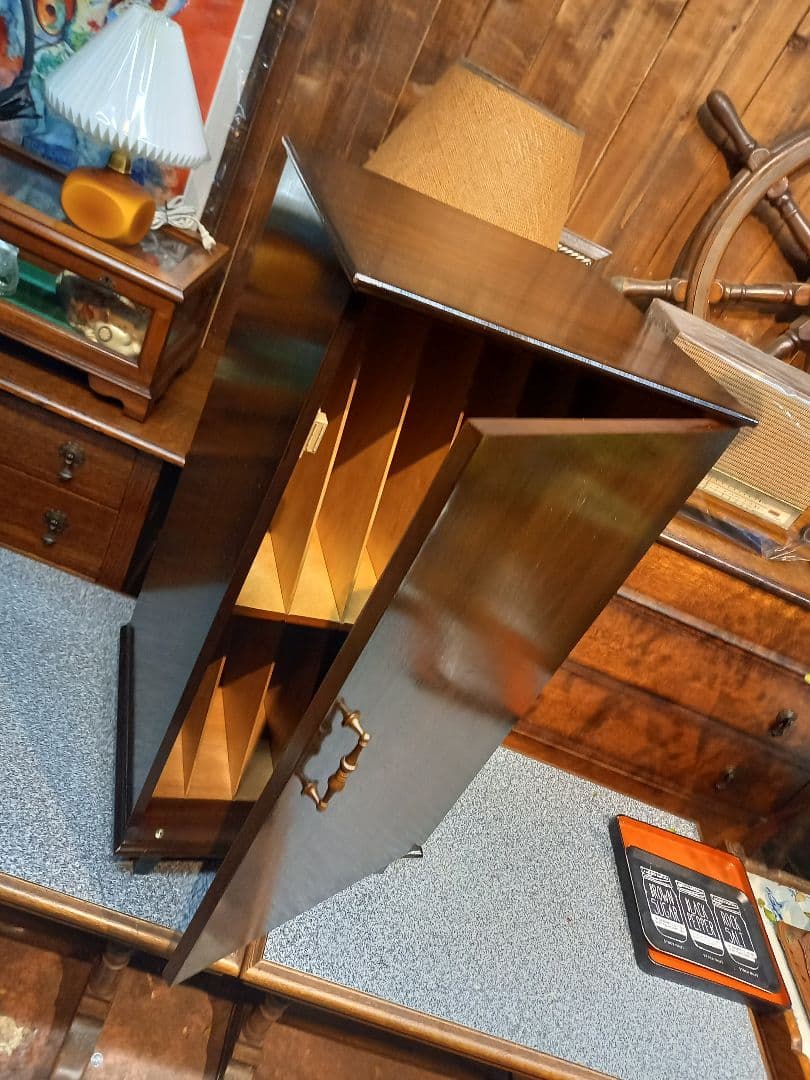 1960's　美品　チーク　突板　カッパーハンドル　レコード　キャビネット