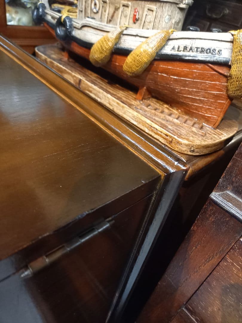 1960's　美品　チーク　突板　カッパーハンドル　レコード　キャビネット