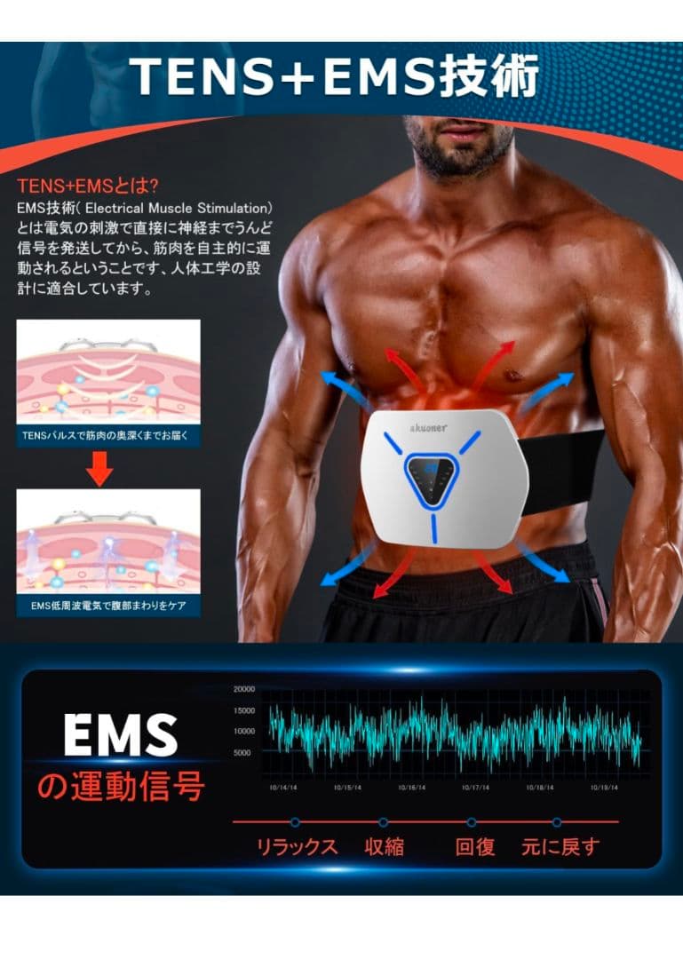 【2025アップグレード版 】EMS腹筋ベルト ジェルシート不要