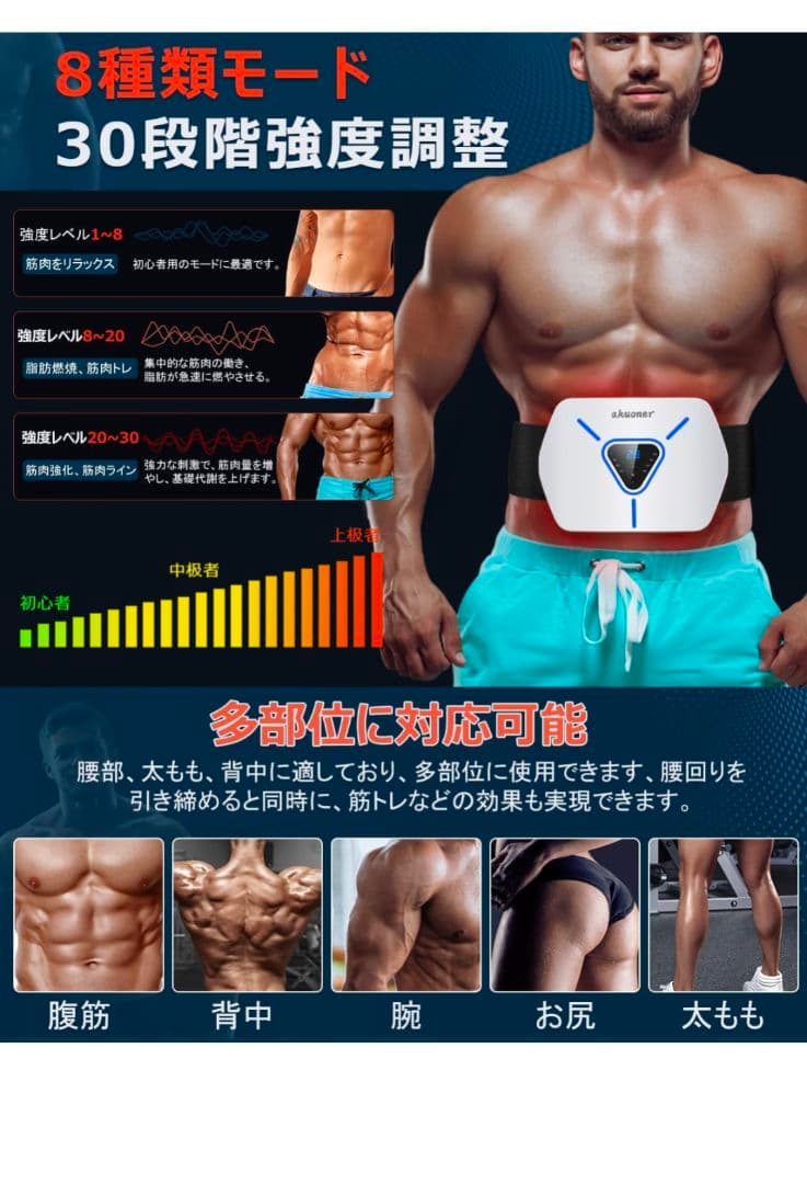 【2025アップグレード版 】EMS腹筋ベルト ジェルシート不要