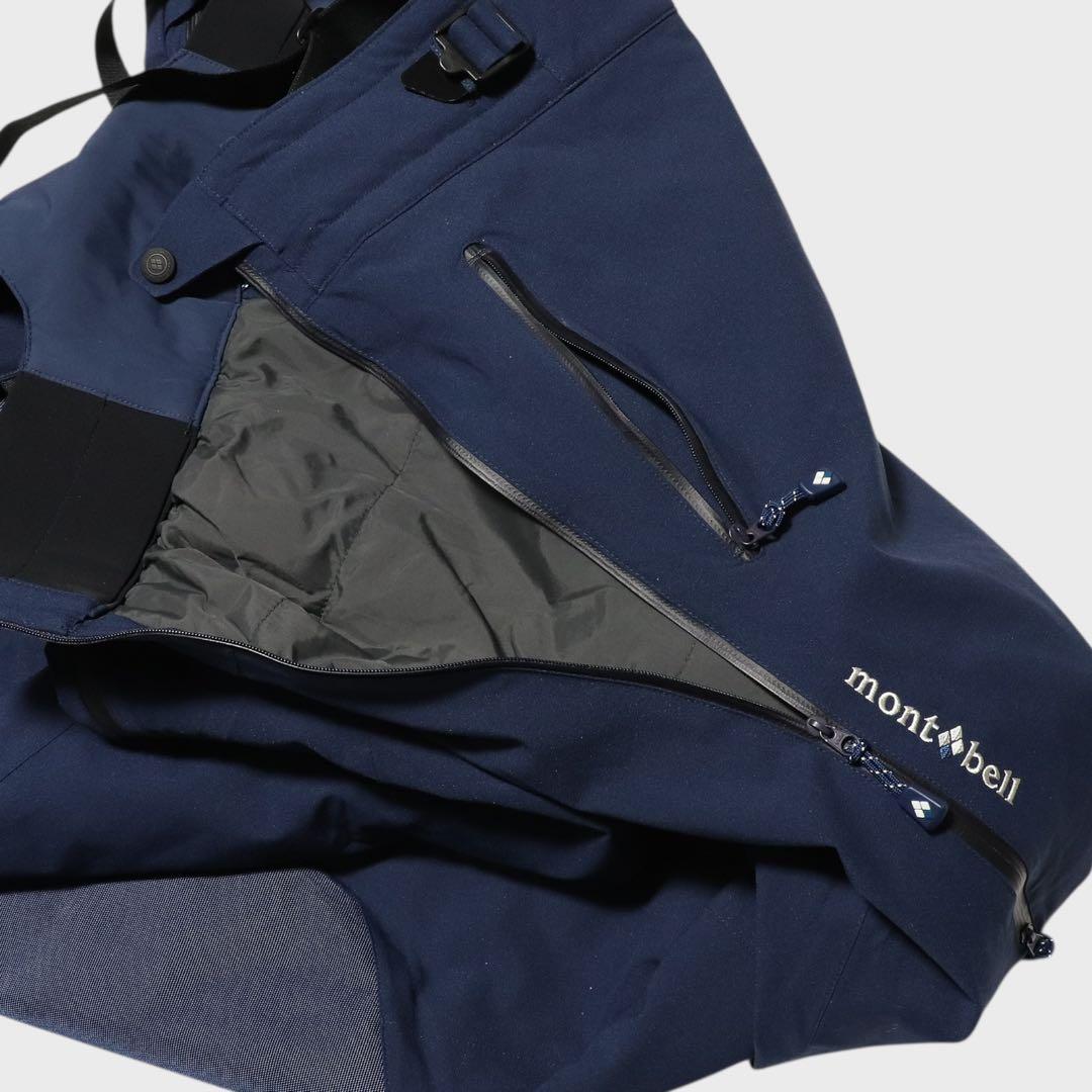 未使用級★mont-bell★スキーウェア★スノボー★ビブ パンツ★L★ネイビー