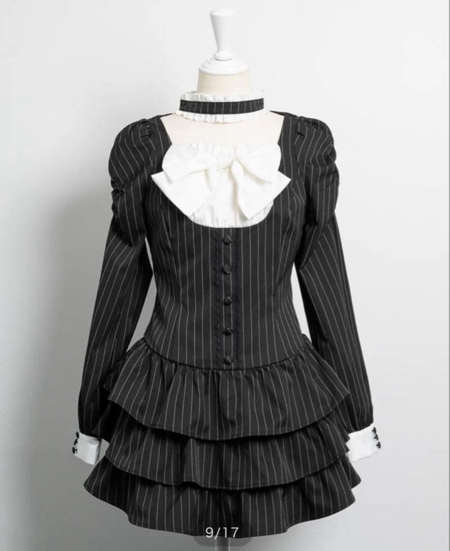 pium フロントリボンチョーカーティアードミニワンピ