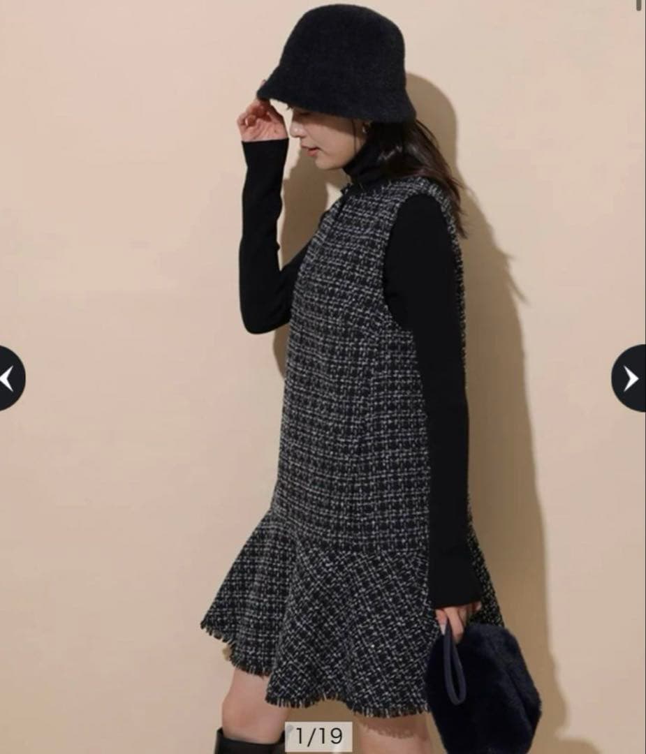 ◇Apuweiser riche ツイードペプラムワンピ - メルカリ