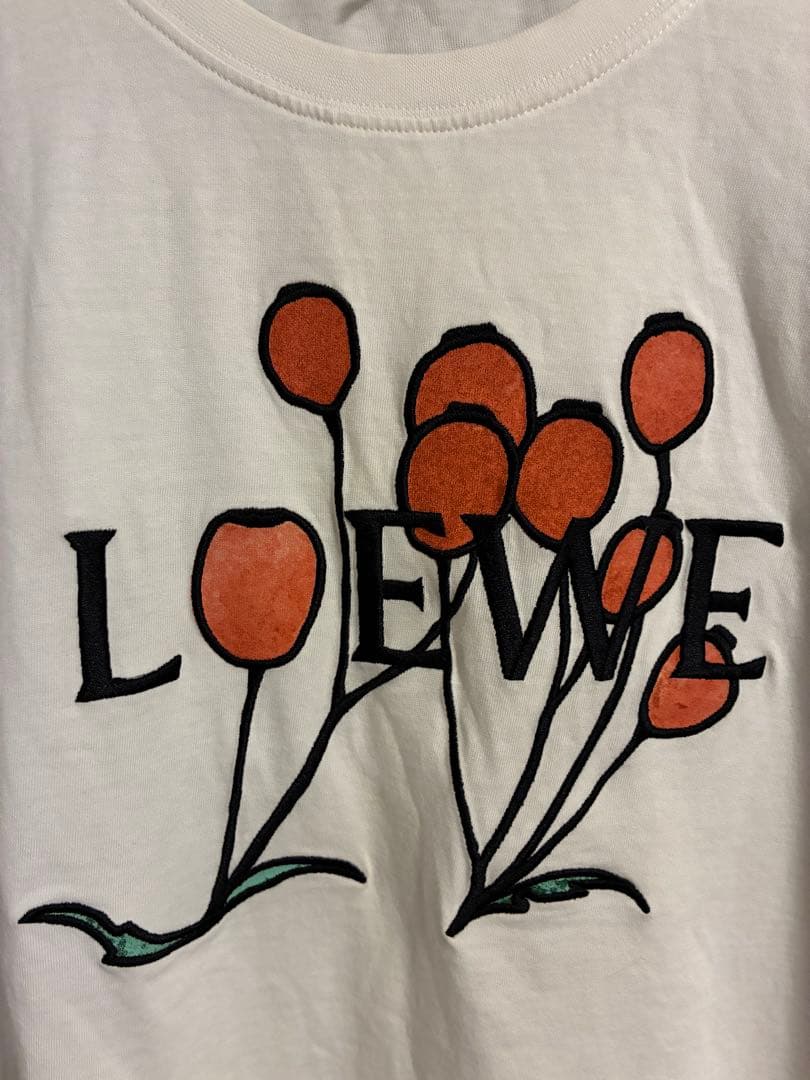 LOEWE ロエベ ロゴ刺繍 Tシャツ ハーバリウム刺繍 フラワー S 美品