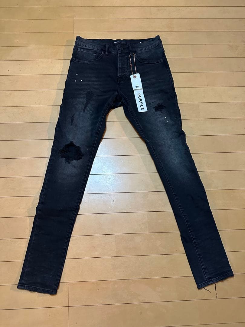 PURPLE BRAND 29 スキニーデニム ダメージ加工 ブラック