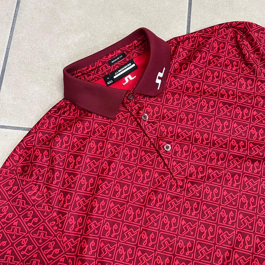 J.LINDEBERG ジェイリンドバーグ　ポロシャツ　総柄　ロゴ　メンズ　M