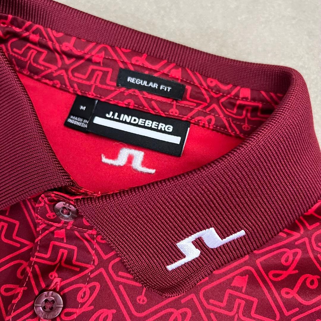 J.LINDEBERG ジェイリンドバーグ　ポロシャツ　総柄　ロゴ　メンズ　M