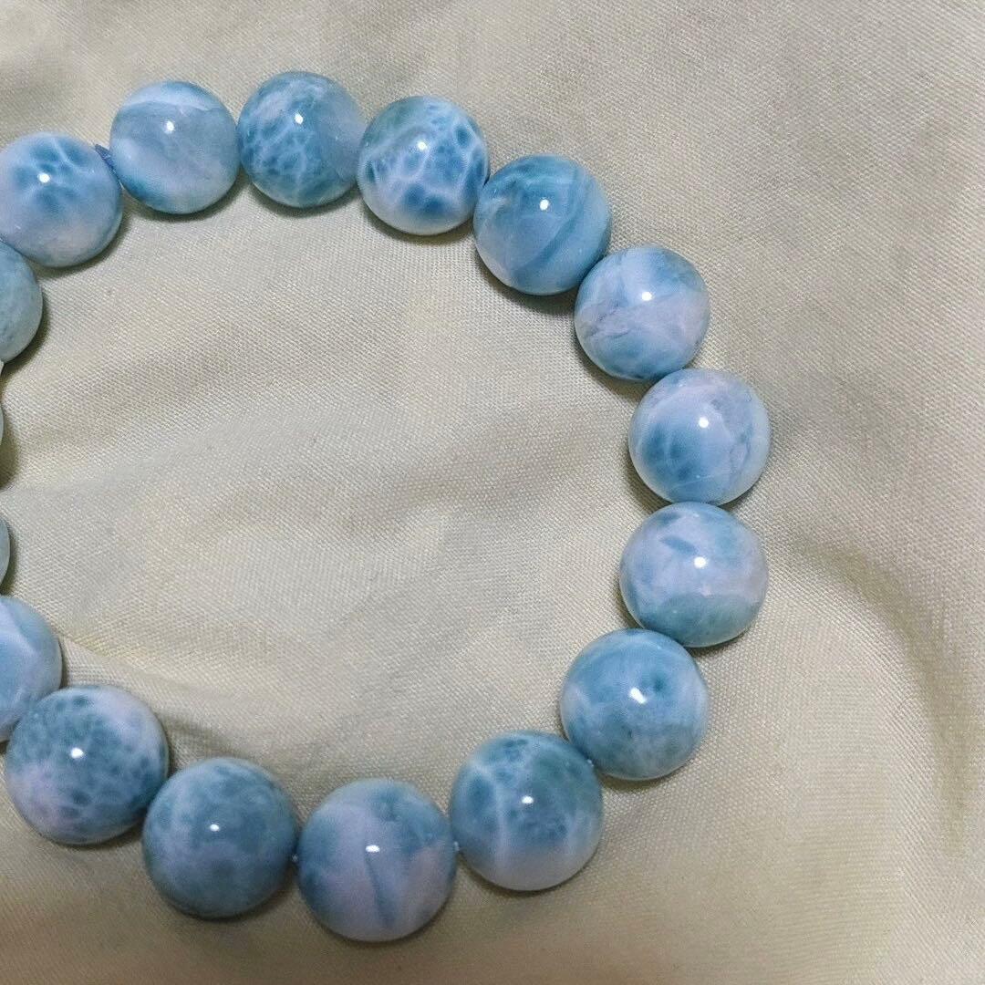 高品質 天然ラリマー ブレスレット 12.5mm