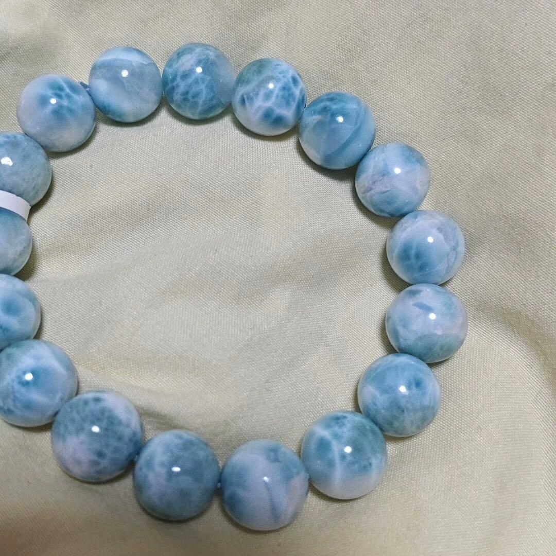 高品質 天然ラリマー ブレスレット 12.5mm