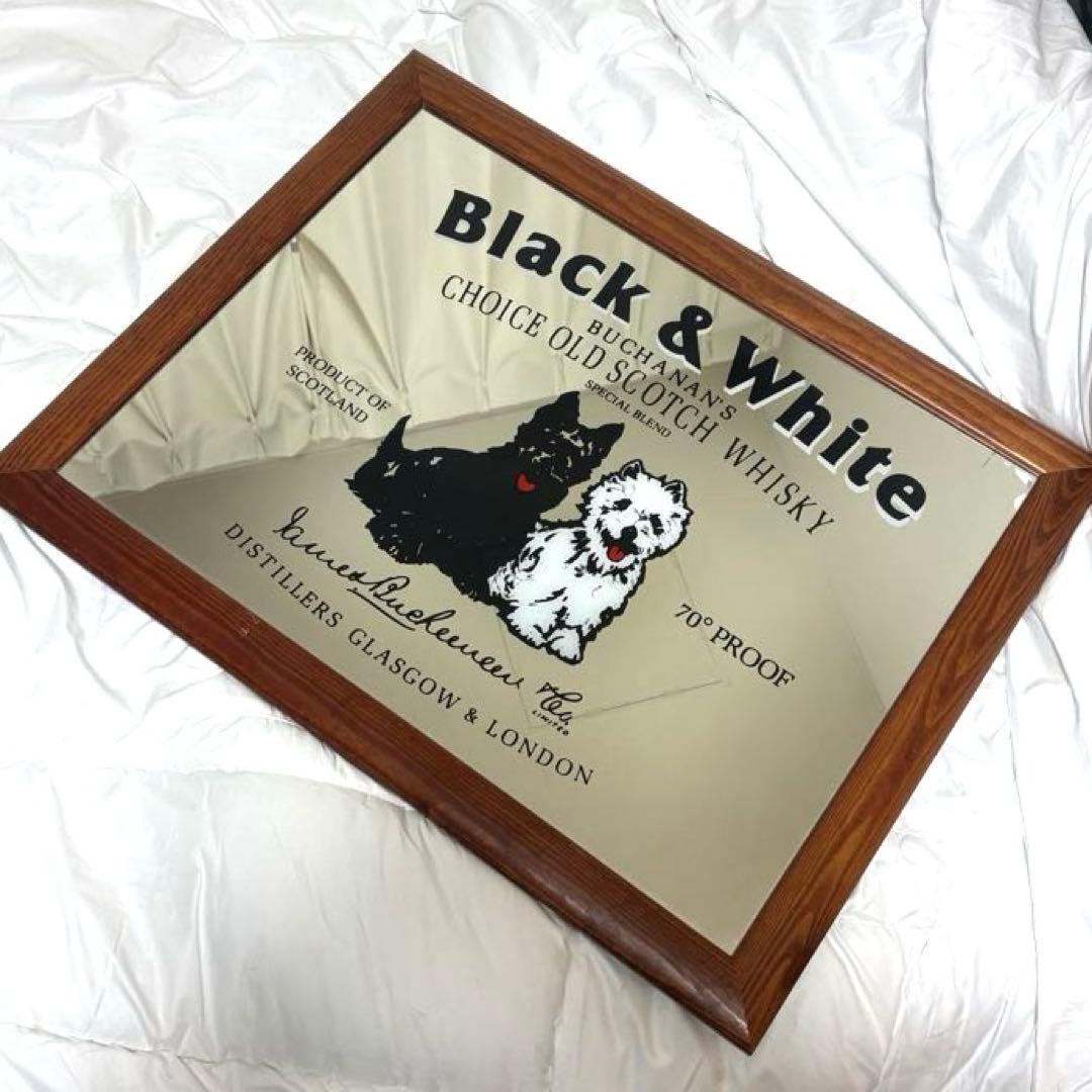 i*i様 希少！特大！Black & White ウイスキー　パブミラー