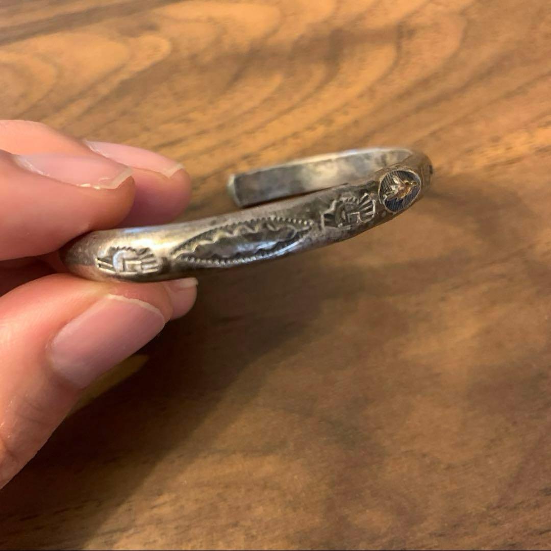 ビンテージ　ナバホ スタンプ　バングル　スターリングシルバー　インディアン