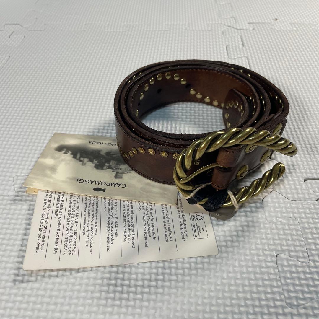 新品タグ付き カンポマッジ スタッズ レザーベルト アンティークブラウン レオン