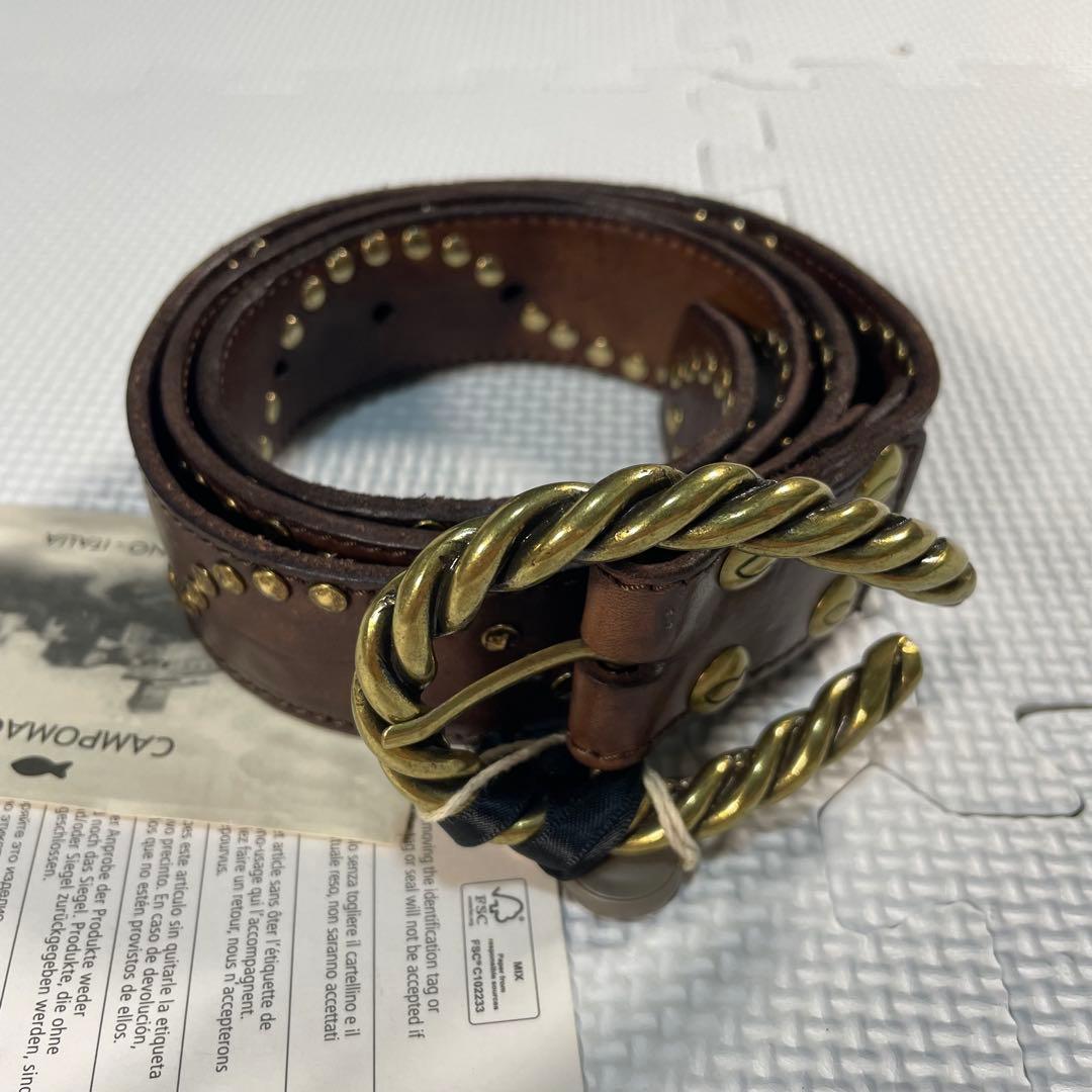 新品タグ付き カンポマッジ スタッズ レザーベルト アンティークブラウン レオン