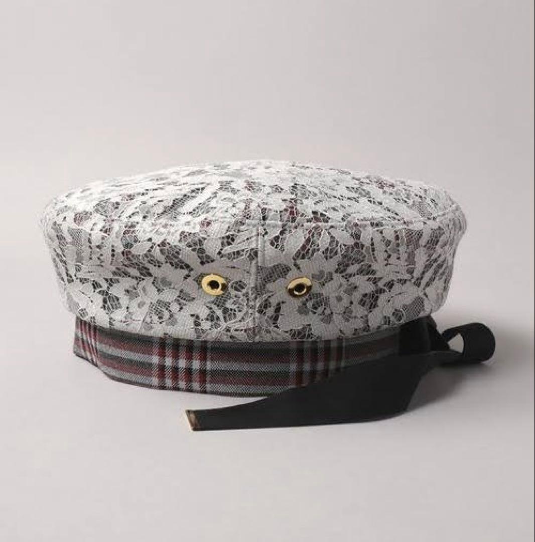 CA4LA ベレー帽　レース　リボン　チェック