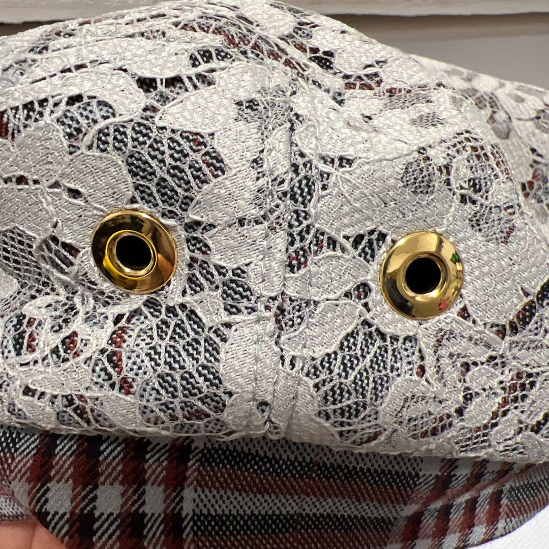 CA4LA ベレー帽　レース　リボン　チェック