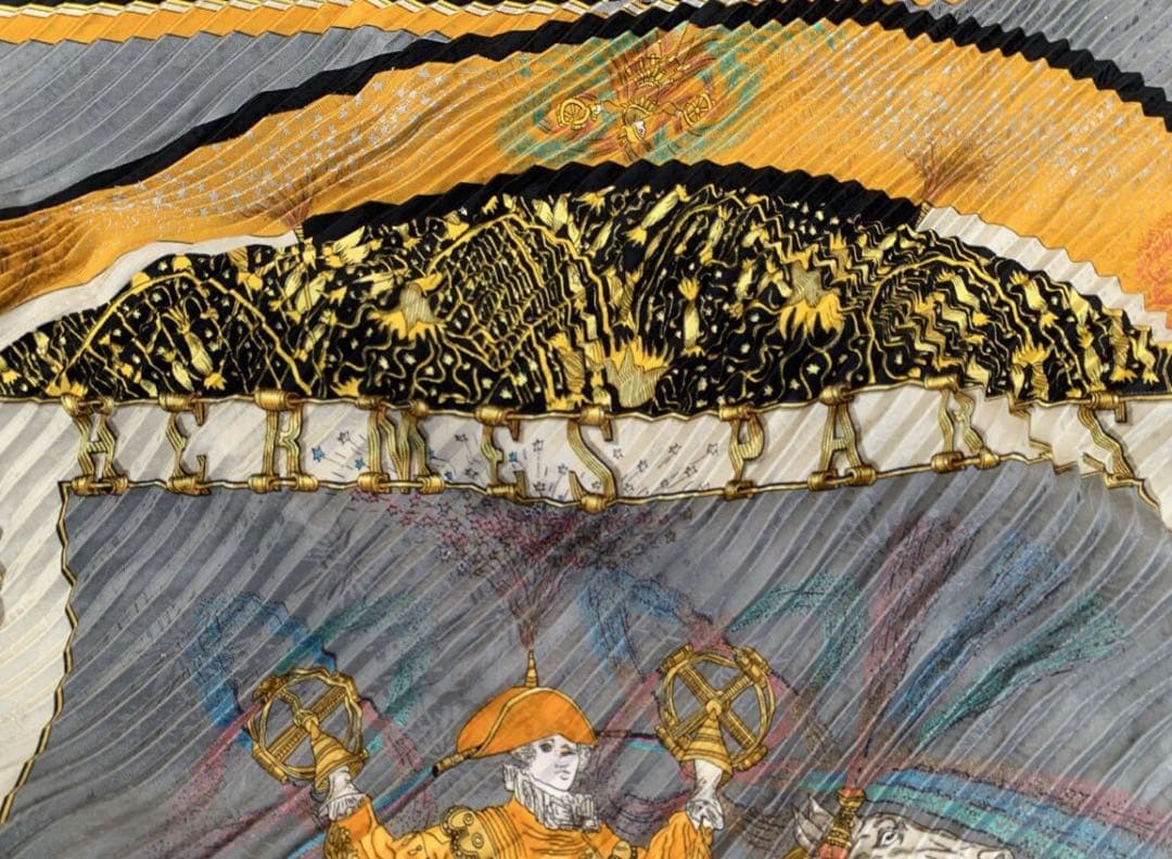 エルメス　シルク プリーツスカーフ 馬と騎士