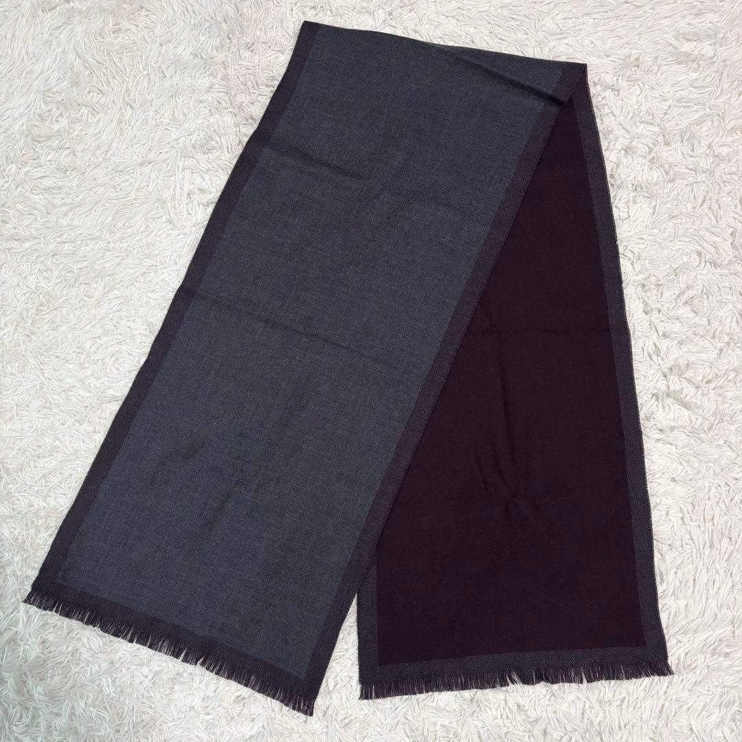 ✨新品タグ付/現行✨エルメネジルドゼニア マフラー レザーパッチ リバーシブル