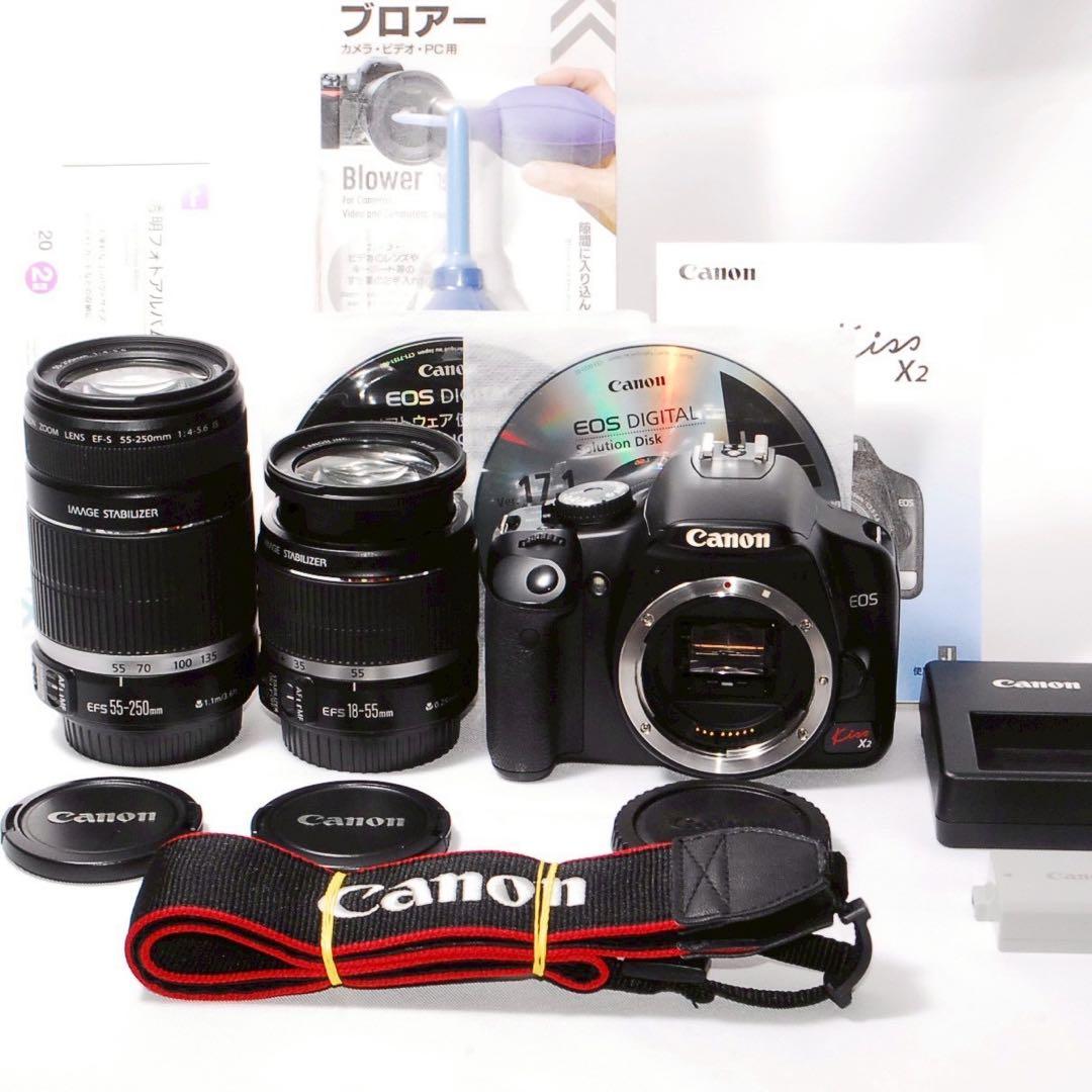 ☆思い出を綺麗に残そう☆Canon kiss x2一眼レフ ダブルズームキット